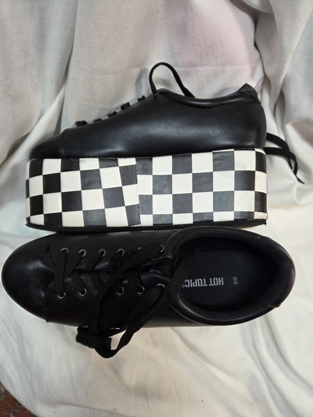 Hot Topic Black Platform Sneakers with Checkerboard Platform